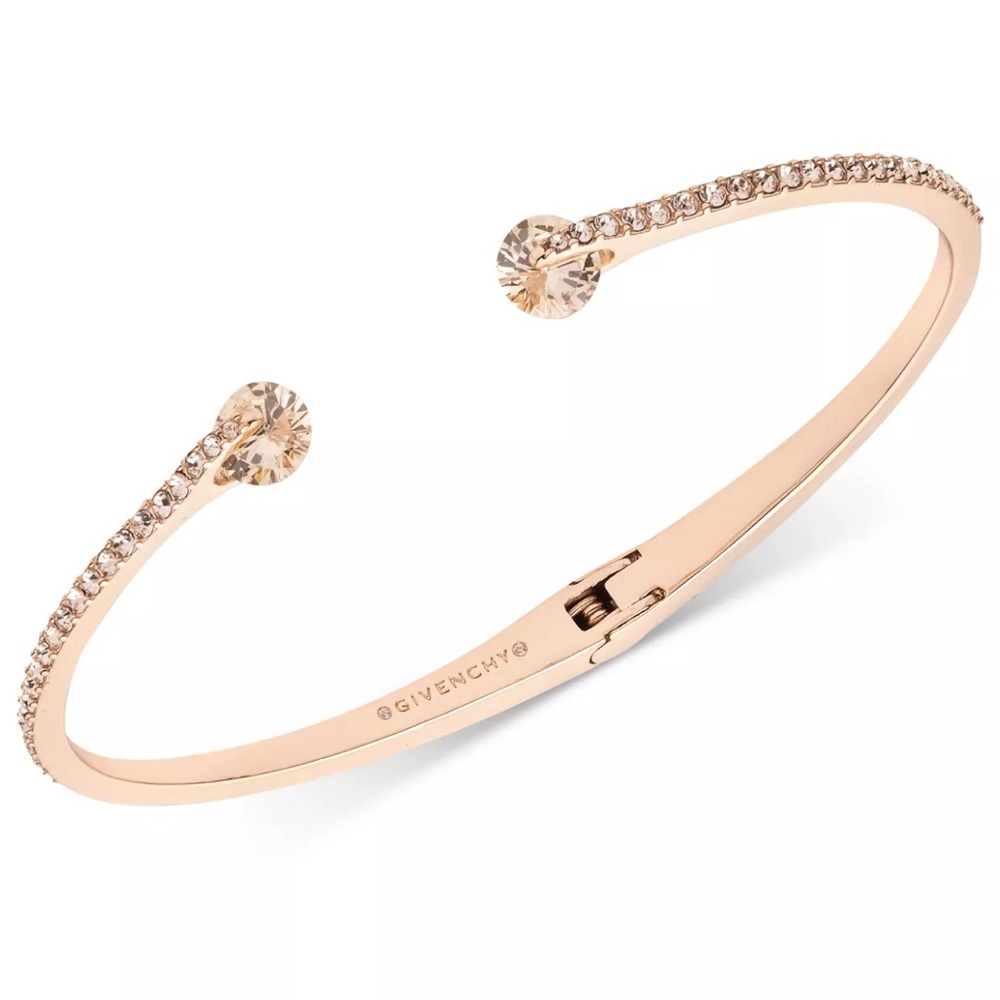 Givenchy Crystal & Pavé Hinged Bangle Bracelet